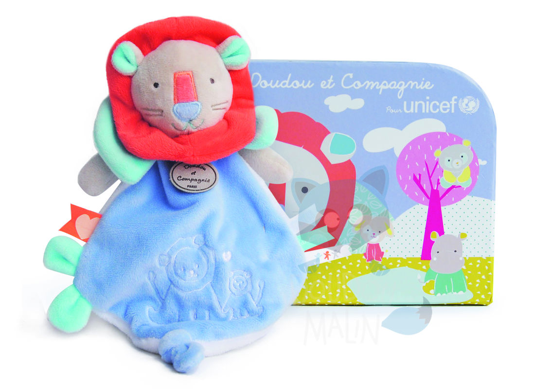  unicef baby comforter lion blue red 